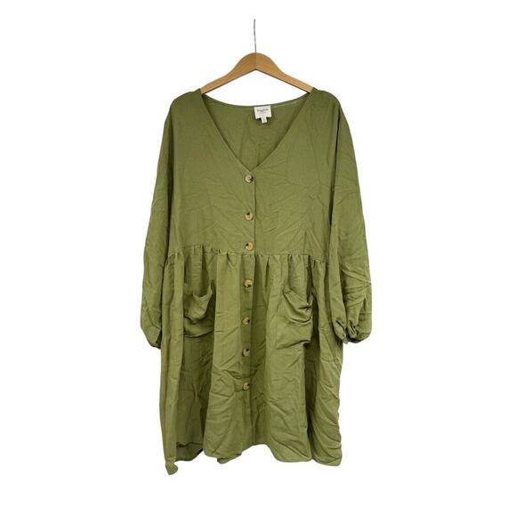 Hayden Los Angeles Army Green Button Up Dress Tunic Boutique Womens Size 1XL - Picture 1 of 6